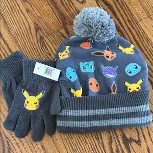 Kids Pokémon Beanie and Gloves Set - Gray